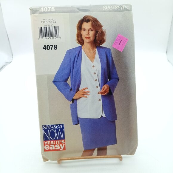 Vintage Butterick See & Sew 4078 Misses Jacket & Skirt Sewing Pattern Size 6-8-1 - Picture 1 of 2